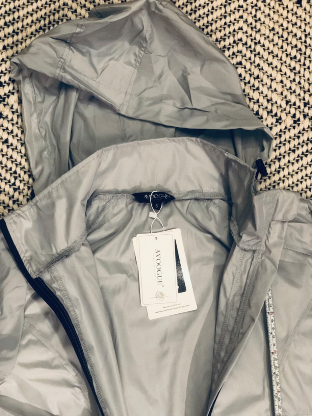 Women’s Size S, Silver/Light Gray (hooded) Rain Jacket - Picture 3 of 6